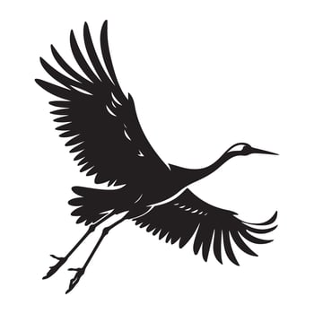 Crane in Flight Silhouette Bird Illustration Wildlife and Nature vector