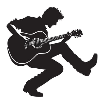 Passionate Guitarist Silhouette Illustration for Music Enthusiasts Projects vector