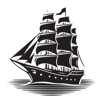 Sailing Ship Silhouette Illustration Vintage Nautical Vessel Design vector
