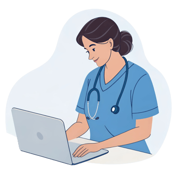 Female Nurse Using Laptop, Medical Professional Graphic png