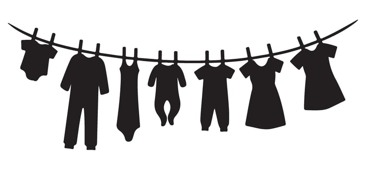 Baby Clothes on Clothesline Silhouette Art Illustration vector