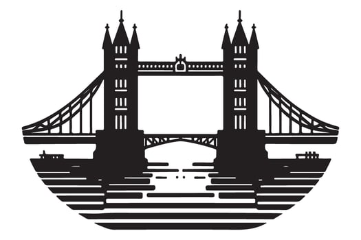 London Bridge Silhouette Illustration for UK Travel Designs vector