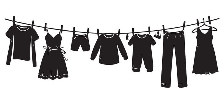 Clothes Hanging on a Clothesline Laundry Day Essential Household Chores vector