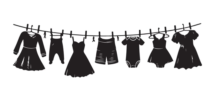 Laundry Day Illustration Silhouette Art of Freshly Washed Clothes vector