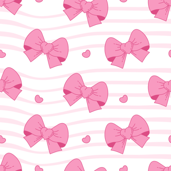 Vintage Seamless Pattern Coquette Pink Bow Ribbon on Stripe Background. Girly Vibe png
