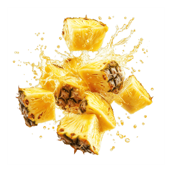 Fresh Pineapple Slices Floating in Mid-Air on Transparent Background png