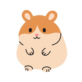 Cute beige and orange hamster sitting on white background. Isolated little rodent. Adorable pet. Domestic animal in simple style. Flat illustration for pet shop, veterinary clinic vector