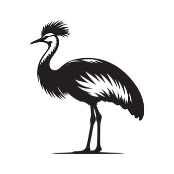 Simple Grey Crowned Crane Silhouette Graphic vector