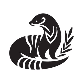 Modern Banded Mongoose Black Silhouette vector