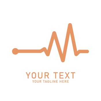 Heartbeat Line Logo Art, Orange Pulse Wave Design, Isolated on White vector