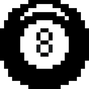 Snooker icon. Pixel Eight ball. Pixelated Billiard icon png