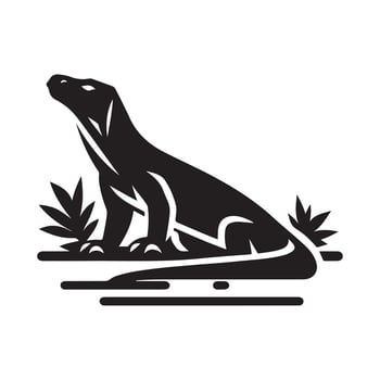 Black Komodo Dragon Silhouette for Posters vector