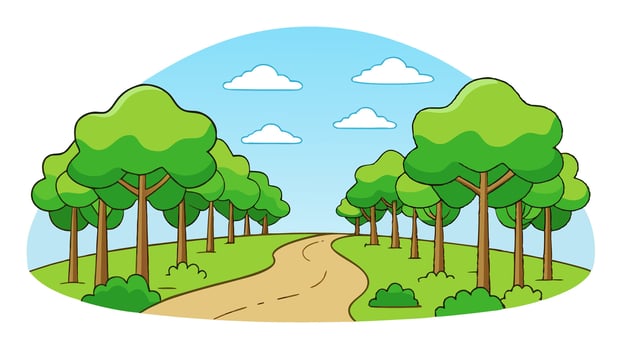 Flat Nature Road Through Landscape vector