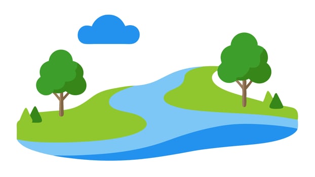 Peaceful Riverbank Scene in Flat Style Calm Water vector