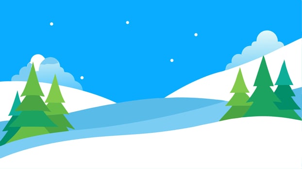 Simple Cartoon Winter Background Snowflakes and Frosty Seasonal Scene vector