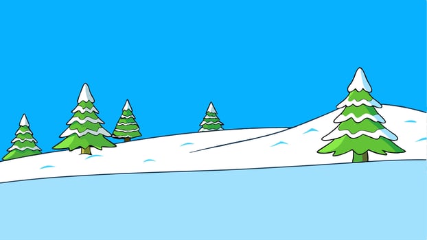 Cartoon Winter Background with Snowflakes and Frosty Seasonal Scene vector