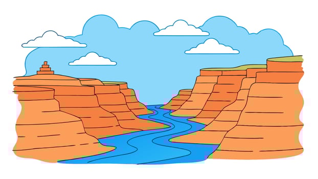 Simple Canyon Scene with Layered Rock Formations and Natural Desert Landscape vector