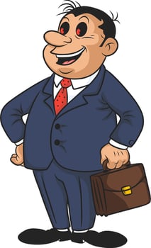 cartoon character illustration of businessman with briefcase vector