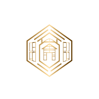 Golden Line Art Modern Building Logo On Transparent Background png