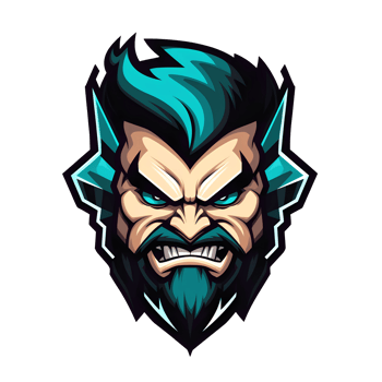 Cyan Haired Warrior Mascot Logo On Transparent Background png