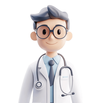 A friendly cartoon illustration of a male healthcare professional png