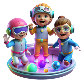 elegant contemporary A Group of Children Wearing Futuristic genuine png