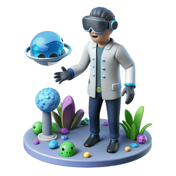 extraordinary minimalist A Human Scientist Wearing a Virtual professional png