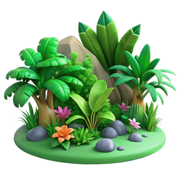 wonderful rustic A Lush Green Jungle with Exotic Plants and 4K png
