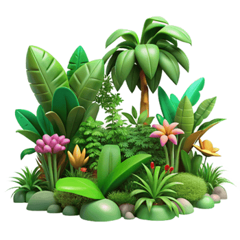 vibrant traditional A Lush Green Jungle with Exotic Plants and 4K png