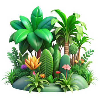 stunning modern A Lush Green Jungle with Exotic Plants and high resolution png