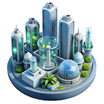 dramatic creative A Futuristic City Powered by Vertical professional png
