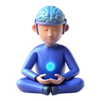 serene classic A Person Meditating with a Brain Computer premium png