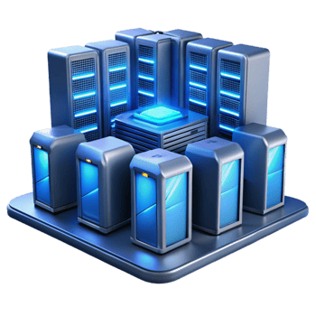 serene contemporary A Futuristic Data Center with Rows of detailed png