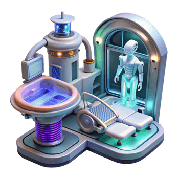 impressive contemporary A Futuristic Medical Bay with Holographic premium png