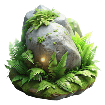 magnificent modern A Mossy Rock Covered in Ferns Diffused exclusive png