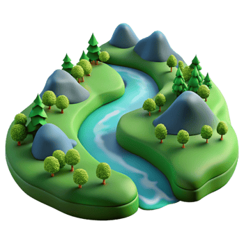 vibrant rustic A Winding River Flowing Through a Lush genuine png