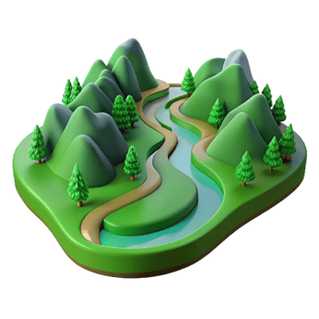 magnificent modern A Winding River Flowing Through a Lush exclusive png