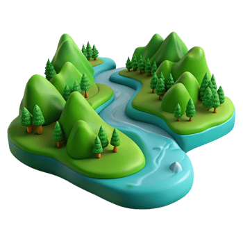 beautiful vintage A Winding River Flowing Through a Lush exclusive png