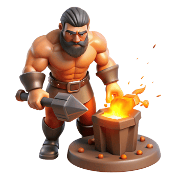 serene minimalist A Powerful Cyclops Forging a Thunderbolt high resolution png