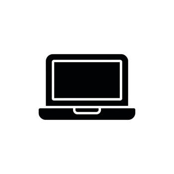 A simple black icon depicts a laptop with its screen and touchpad clearly outlined cutouts png