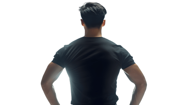 Back View of a Person in Casual Wear Hands on Hips Isolated on Black Background for Design an png