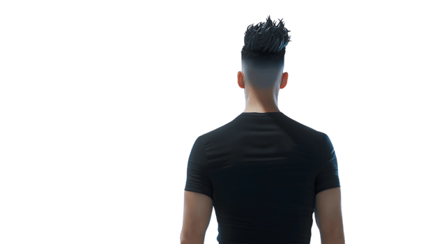 Back View of a Person with Unique Hairstyle in Casual Wear png