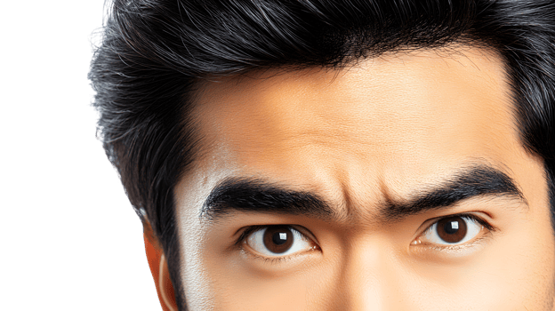 Closeup of a Mans Focused Eyes and Forehead png
