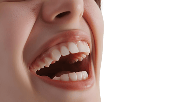 Closeup of a smiling mouth with white teeth showcasing dental health and beauty png