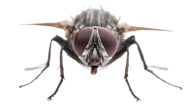 CloseUp of an Insect with Detailed Compound Eyes and Fine Hairs Ideal for Scientific Educati png