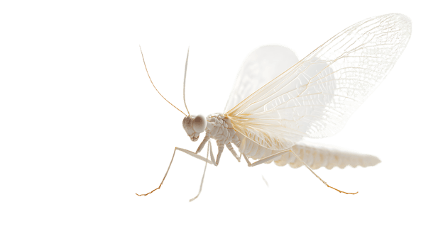 Detailed CloseUp of a Delicate Insect with Transparent Wings on a Black Background for Nature png