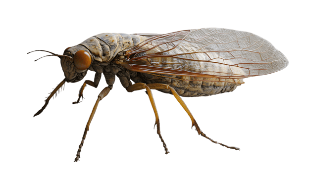 Detailed CloseUp of an Insect with Transparent Wings and Distinctive Features for Educational png