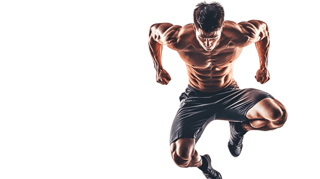 Dynamic Male Athlete in Motion Muscular Build Fitness and Strength Displayed in a Powerful R png