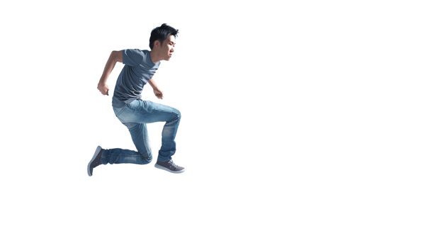 Dynamic Pose of a Person in Motion Running Action Casual Outfit Blue Jeans Sneakers Fitnes png