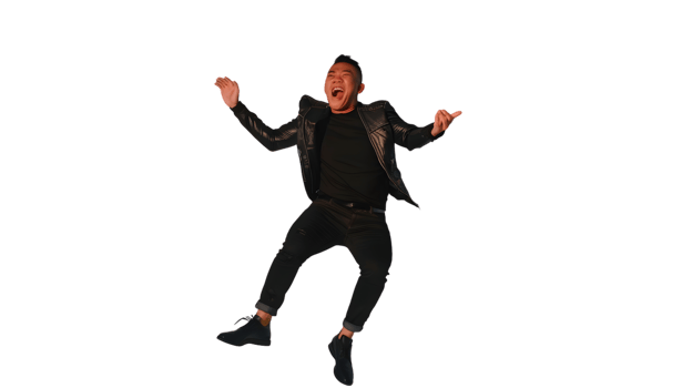 Energetic Individual in Motion Dynamic Pose with Arms Outstretched Ideal for Action Dance a png